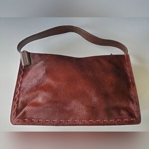 COACH Limited Edition Aubergine Leather Trim Calf Hair Shoulder Handbag!